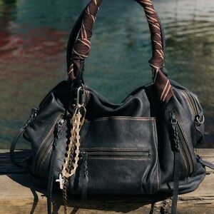 Free People Boho Leather Satchel with Braided Handle